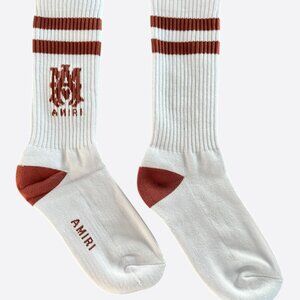 Amiri White & Red MA Logo Socks